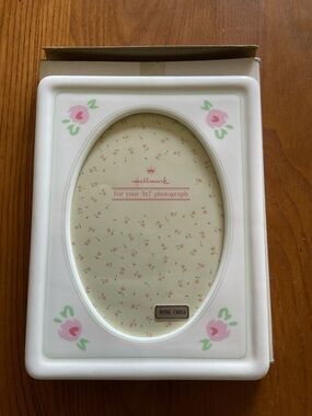 Hallmark White Bone China Frame with Pink Floral Motif